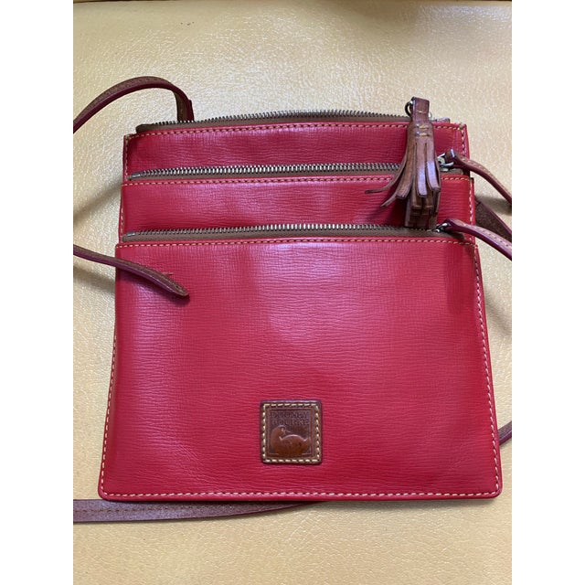 Ruby Red Vintage Dooney & Bourke Triple Zip Crossbody Bag For Sale - Image 8 of 8