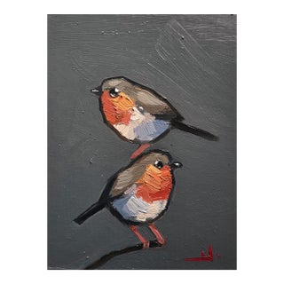 Red Robins Oil Painting by Vivek Mandalia For Sale