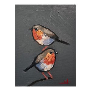 Red Robins Oil Painting by Vivek Mandalia