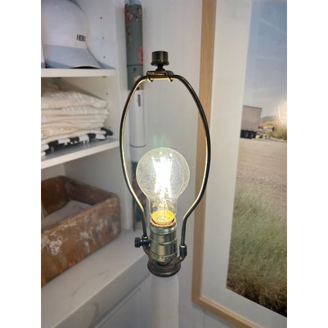 Vintage White Wicker Floor Lamp With Dome Shade For Sale - Image 10 of 14