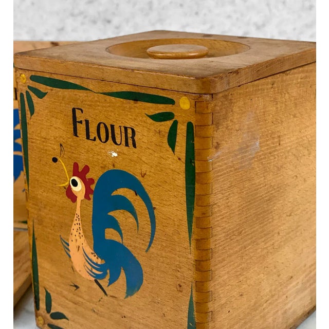 Brown Mid-Century Farmhouse Rooster Chicken Kitchen Canisters - Set of 4 For Sale - Image 8 of 9