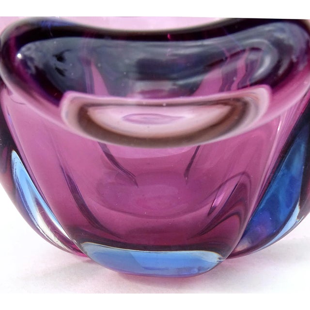 Mid 20th Century Barbini Murano Vintage Sommerso Purple Blue Italian Art Glass Four Leaf Clover Decorative Bowl Dish For Sale - Image 5 of 8