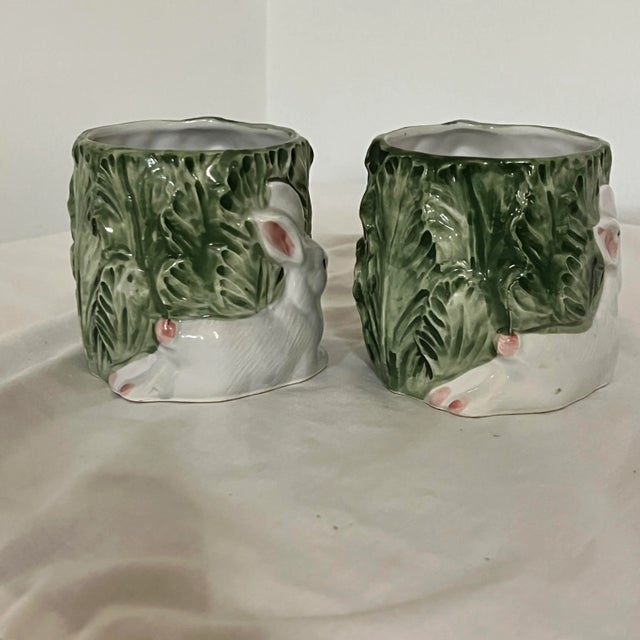Late 20th Century Ceramic Japan Rabbit in Carrot Patch Mug - a Pair For Sale - Image 5 of 9