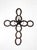 A vintage wall cross made from linked horseshoes and finished with a star wrapped in barbed wire. The aged metal has a...