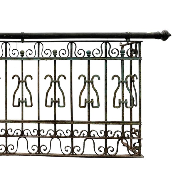 Art Nouveau Balcony Wrought Iron Railing Antique Art Nouveau - Art Moderne Style For Sale - Image 3 of 5