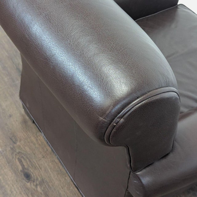 Classic Brown Leather Lounge Chair With Rolled Arms For Sale In San Francisco - Image 6 of 9