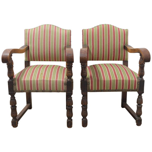 Set of Mid-Century Spanish Chestnut Armchairs, 1940s For Sale - Image 13 of 13