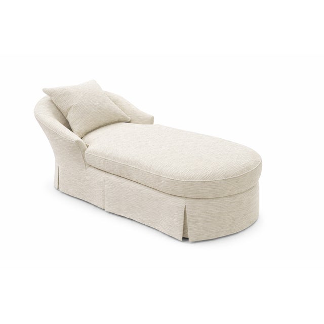 Contemporary Modern Ivory Chaise Lounge With Sculpted Arms & Textured Upholstery For Sale - Image 3 of 3