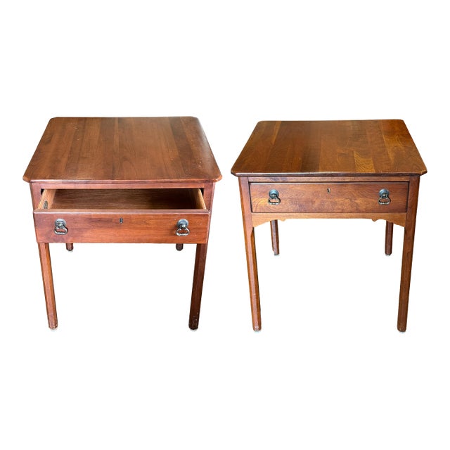 Pair of Vintage Lexington Bob Timberlake Solid Cherry Two-Drawer End Tables / Side Tables - 26"w X 17"d X 25"h For Sale