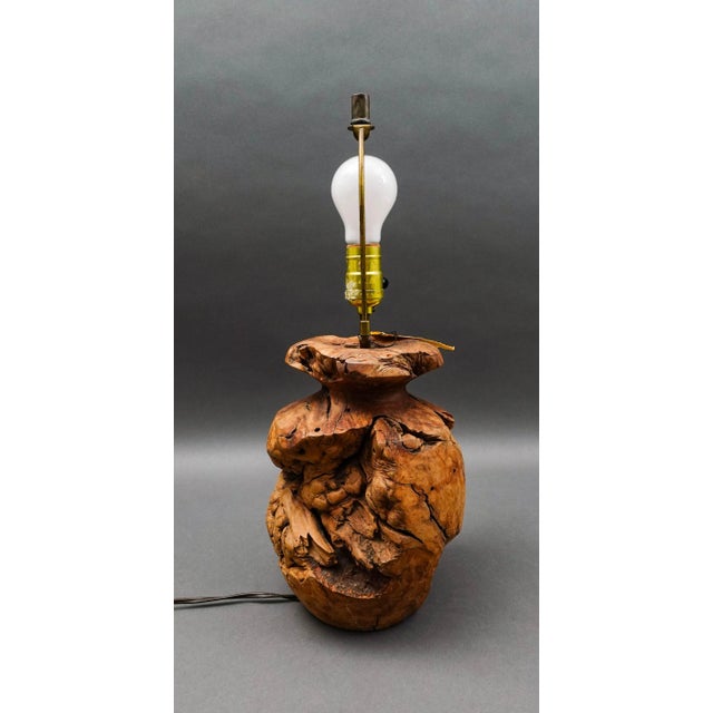 Mid 20th Century Vintage Mid 20th Century California Free Form Burl Root Wood Table Lamp For Sale - Image 5 of 10