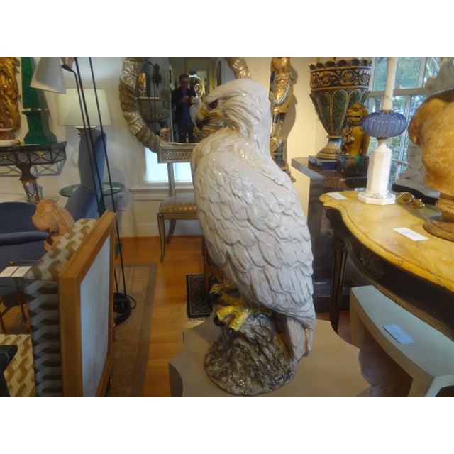 1970s Vintage Italian Glazed Terracotta Eagle Sculpture For Sale - Image 5 of 11
