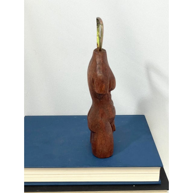 Vintage French Bottle Opener Male Nude Bust Carved Wood For Sale - Image 4 of 7