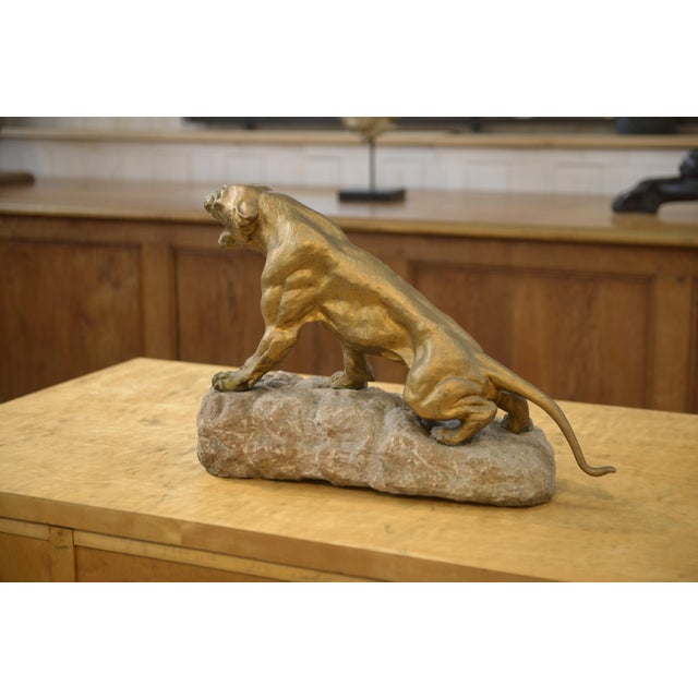 Metal Thomas Cartier, Bronze Panther on a Stone Base, 1900, Bronze For Sale - Image 7 of 11