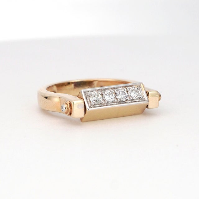 White Twistable 14k Yellow Gold Diamond Multi Sapphire Ring 0.27 Carats Size 6.75 For Sale - Image 8 of 18