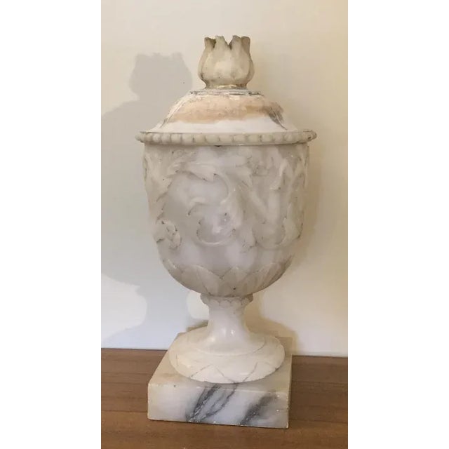 Stone Antique 19th Century Italian Grand Tour Carved Alabaster Marble Vase in the Piranesi Style For Sale - Image 7 of 11