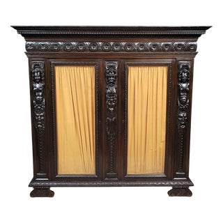 Italian Library with Renaissance-Style Caryatids in Blackened Wood, 1680s For Sale