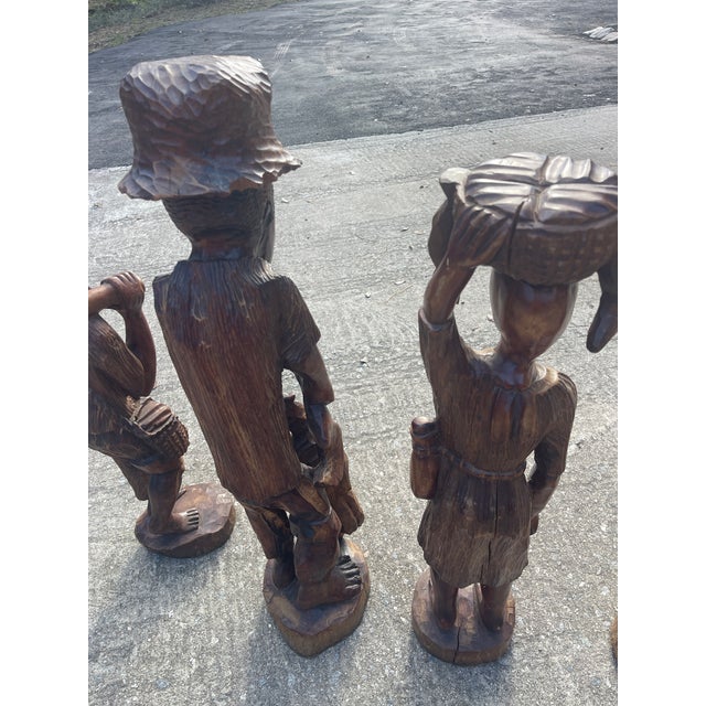 Sienna Carved Statues From Haiti 1970’s For Sale - Image 8 of 13