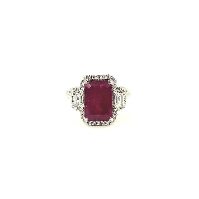 4.96 Ct Certified No Heat Ruby & Diamond Ring Size 7 For Sale - Image 9 of 10