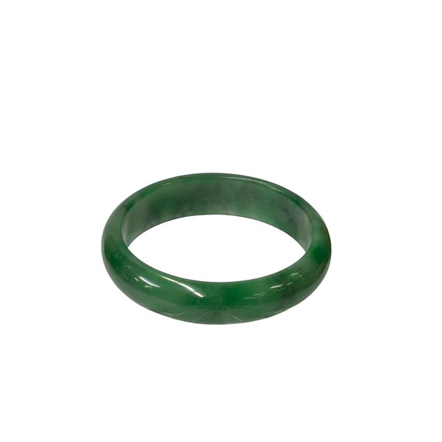 2.5" Chinese Natural Mixed Green Jade Stone Bracelet Bangle For Sale In San Francisco - Image 6 of 6