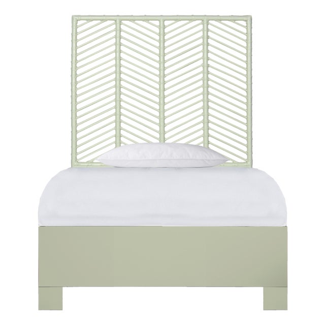 Liam Platform Bed Twin Extra Long - Celery Green For Sale