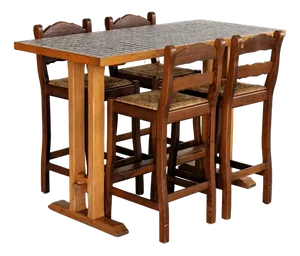 Vintage Bar Table with Stools, 1950s, Set of 5