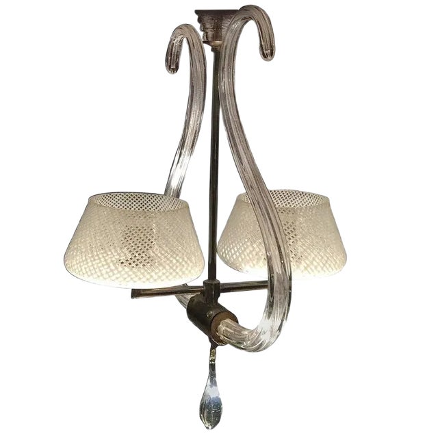 Murano Reticello Chandelier, 1940s For Sale