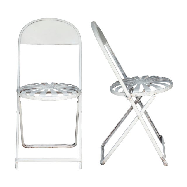 Francois Carre Antique Francois Carre Sunburst Folding Garden Chairs, 2 Pieces For Sale - Image 4 of 18