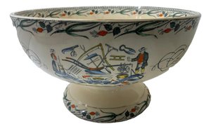 Late 19th Century Burgess & Leigh Farmers Arms 12" Punch Bowl, 8 cups , God Speed The Plough