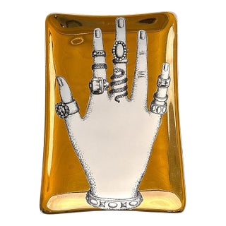 Vintage Fornasetti Gold Ashtray / Catchall Tray For Sale