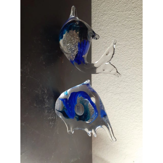 Italian 1980s Murano Italy Pair of Cobalt Blue Aventurine Fish Figurines For Sale - Image 3 of 9