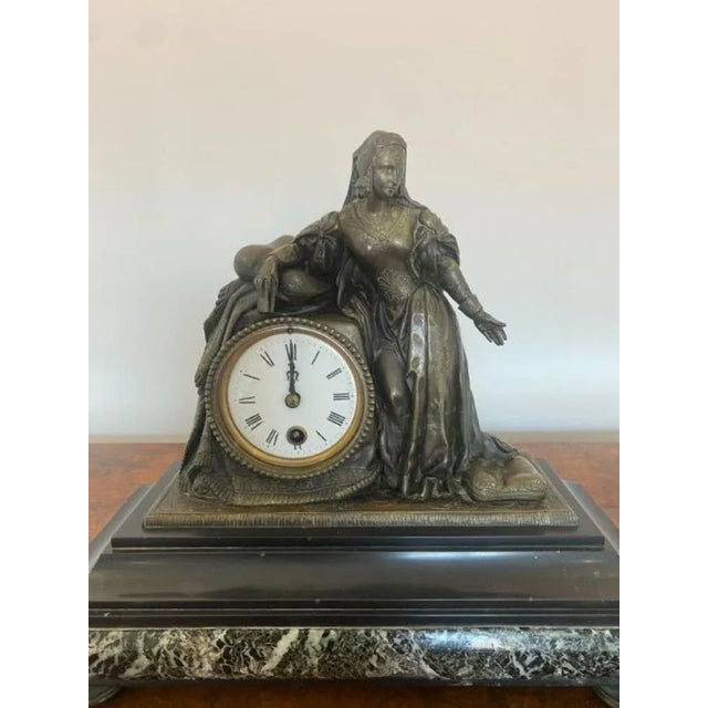 Victorian Marble Mantle Clock, 1860s For Sale - Image 4 of 6