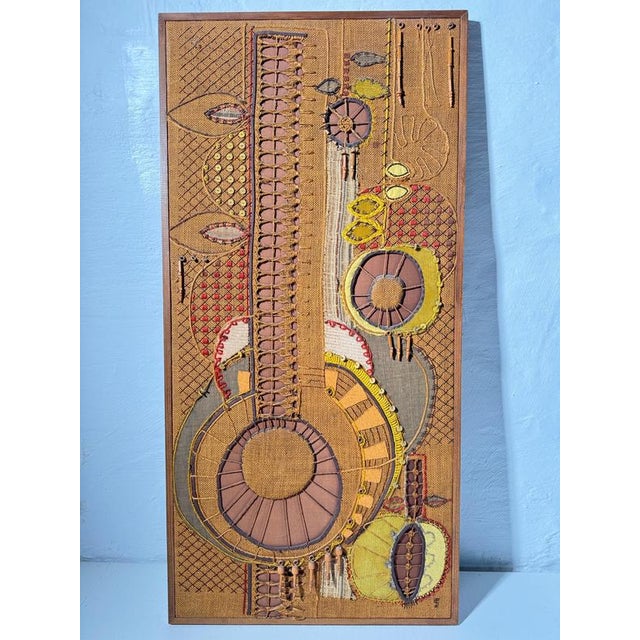 Vintage Wall Hanging Woven Textile in Wool, Jute, Cotton, and Wood, 1970s For Sale - Image 4 of 13