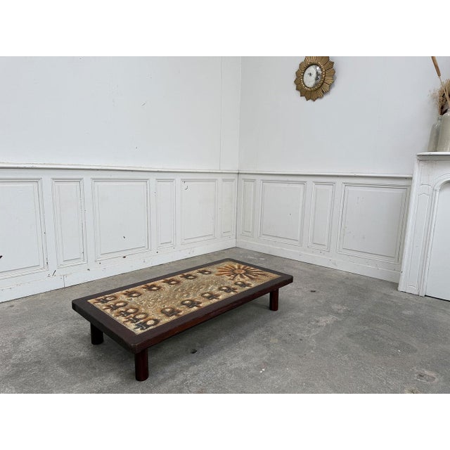 Wood Chaty Enameled Lava Table from Vallauris, 1960s For Sale - Image 7 of 7