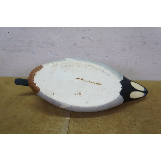 Vintage 1977 the Decoy Shop Hand-Carved White Pine Green-Winged Teal Drake Decoy For Sale - Image 14 of 14