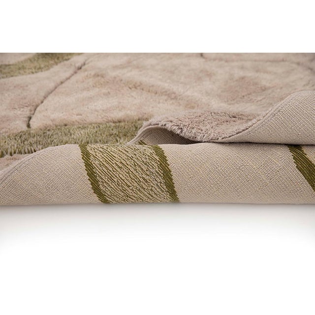 Textile Hand-Knotted Wool Area Rug in Taupe and Olive Green by Holomua For Sale - Image 7 of 9