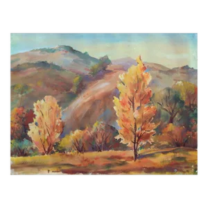 1970s Mid-Century Santa Cruz Mountains Autumn Landscape Painting by Louise Nygard