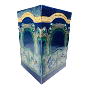 Exotic Handmade Cobalt Blue Glazed Pottery Dresser Box.