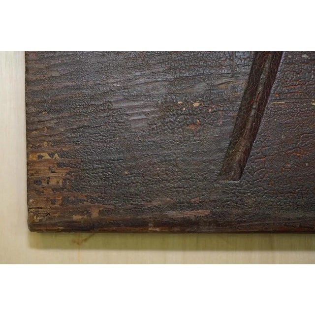 Large Antique Amsterdam Hand Carved Wood Sign in Original Paint For Sale - Image 5 of 13