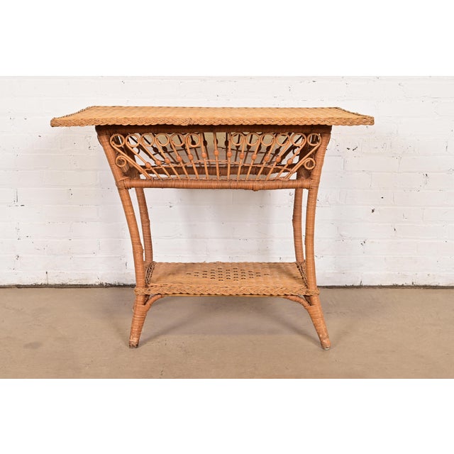 Contemporary Ralph Lauren Safari Collection Organic Modern Woven Wicker Rattan Nightstand or Side Table For Sale - Image 3 of 12