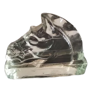 1980s Clear Glass Carved Horse Head