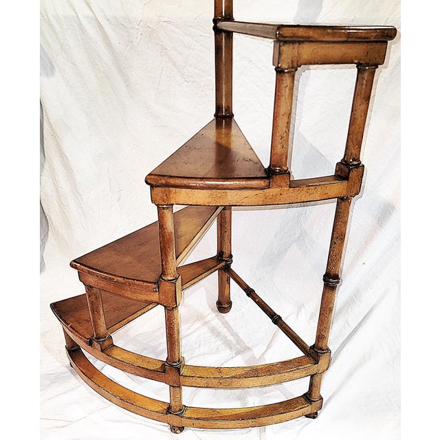 Wood Vintage Mahogany Spiral Library Steps For Sale - Image 7 of 12