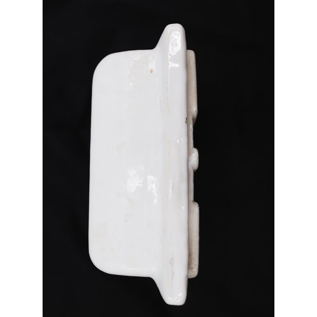 Mid 20th Century Reclaimed White Ceramic Bathroom Soap Dish With Handle For Sale - Image 5 of 8