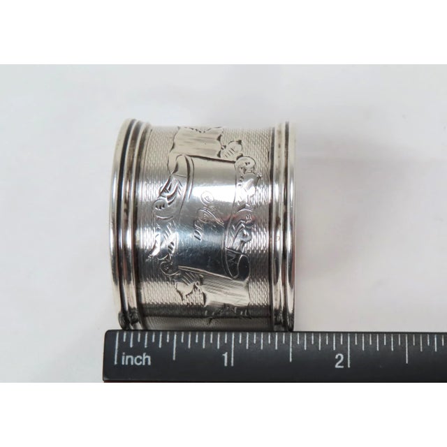 Antique American Victorian Hand Engraved Sterling Silver Wedding Napkin Rings for Asa & Augusta For Sale - Image 12 of 13