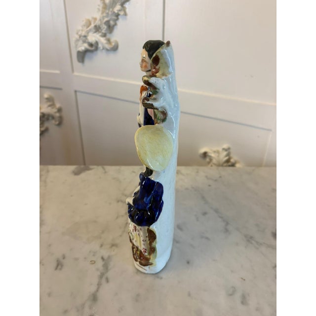 Antique Pottery Spill Vase Man and Woman Figure from Staffordshire, 1900 For Sale - Image 3 of 9