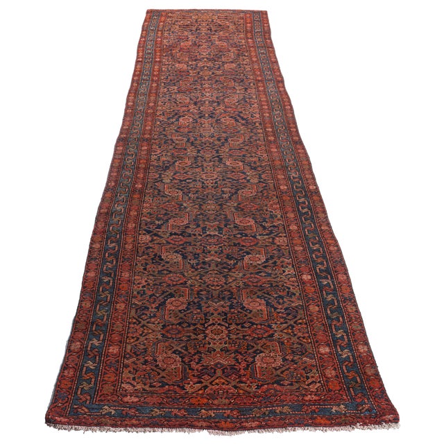 Antique Circa 1910 Red Malayer Hand Knotted Runner 3ft 5in X 15ft 5in For Sale - Image 13 of 16