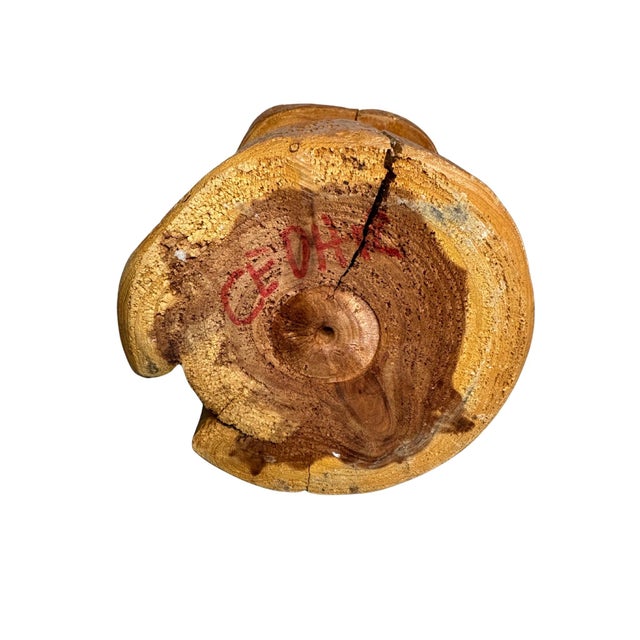 Wood Handcrafted Signed Wooden Candle Holder | Rustic Folk Art Accent For Sale - Image 7 of 8