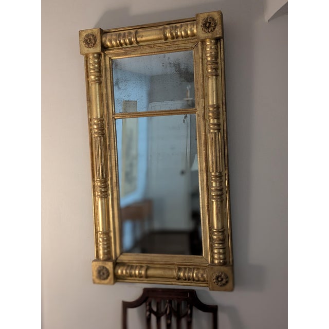 Gold Large Federal Pier Mirror; Mid 19th Century; Beautiful Gilded Details For Sale - Image 8 of 8