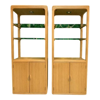 Split Reed Rattan Etageres in the Manner of Gabriella Crespi For Sale