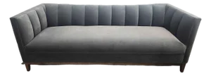 Arhaus Grey Velvet Sofa