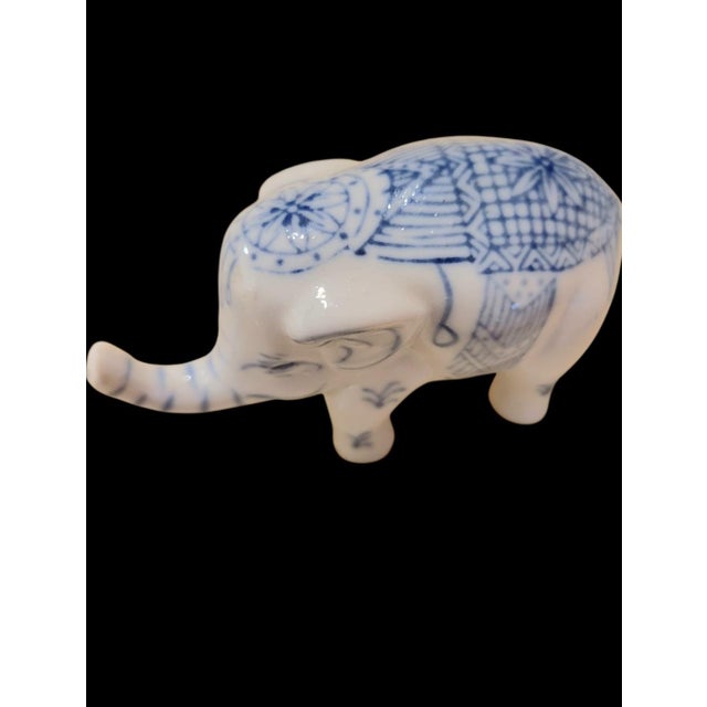 Chinoiserie Vintage Blue White Chinoiserie Miniature Delft Style Elephant Room Decor Statues- Set 4 For Sale - Image 3 of 7
